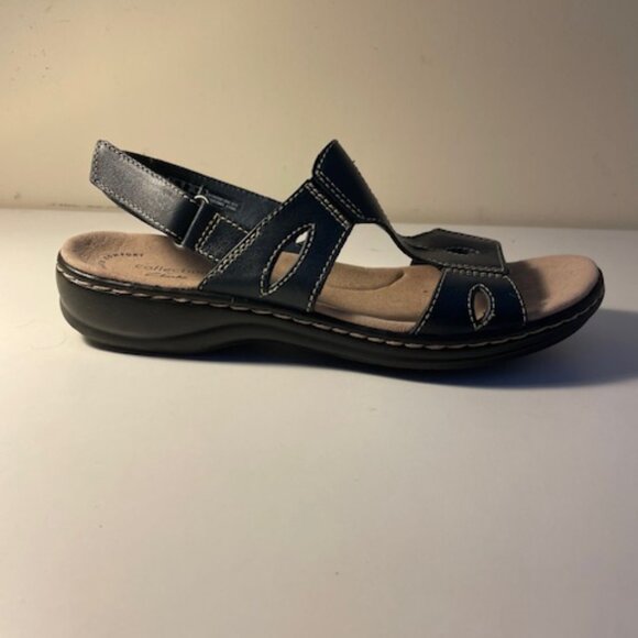 Clarks Ultimate Comfort Collection Navy Leather Sandals Size 7 New - Picture 3 of 5